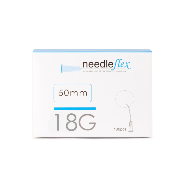 NEEDLEFLEX 18G - (50mm - 100mm) 100 Flexible needle cannula with blunt tip and side hole