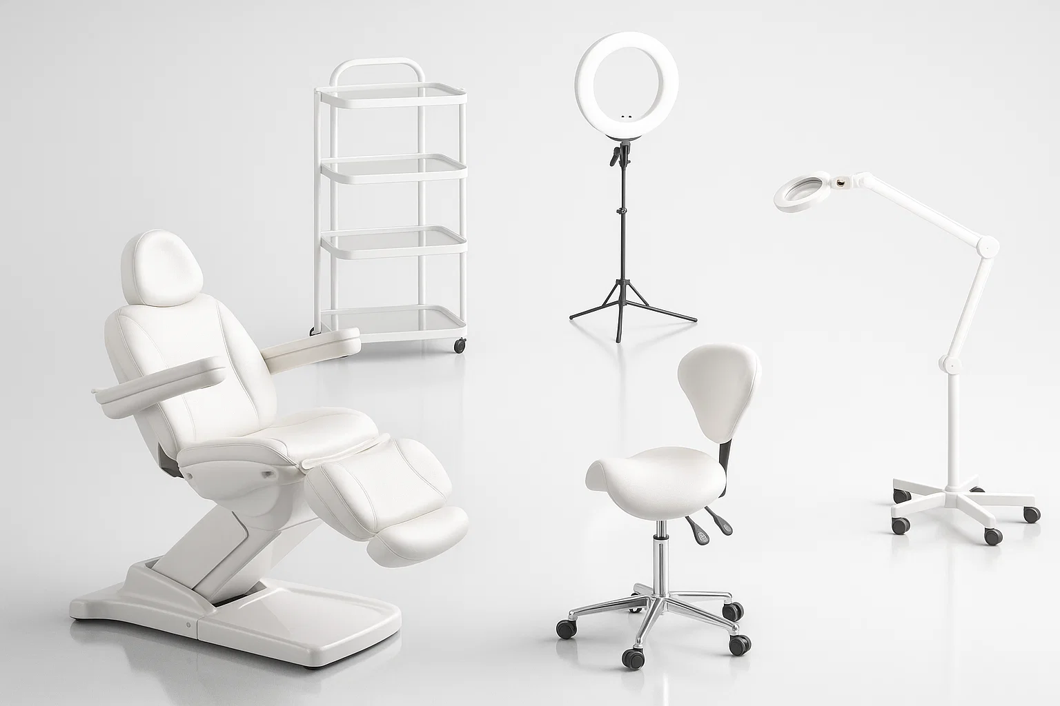 Clinical equipment, hygiene items, marketing materials